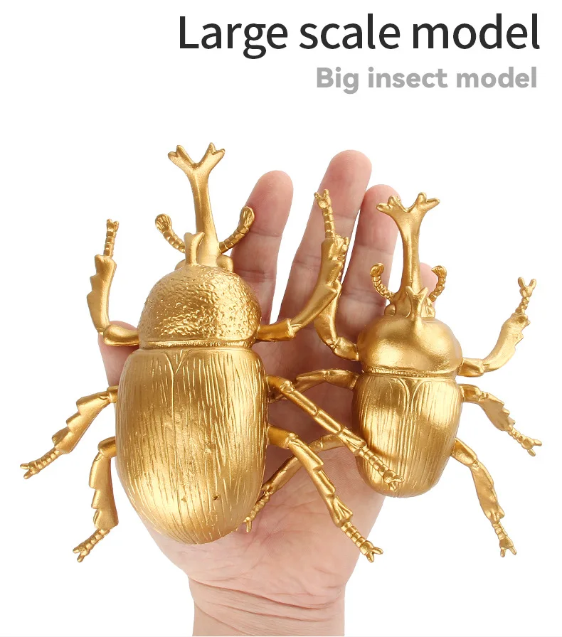 golden big size Insect model Figure Figurines toys plastic Simulation cricket Uang bee Spider Spade beetle kid Educational toys