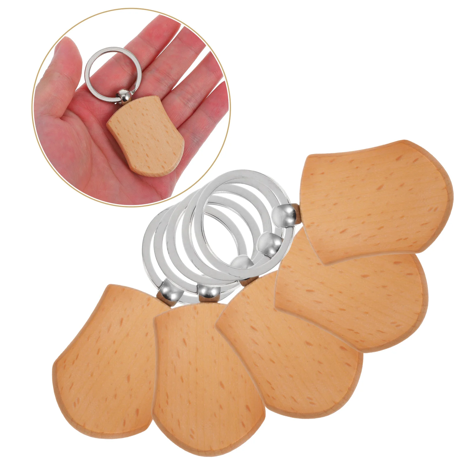

10 Pcs Crafts Wooden Keychain Blank Pet Personality Sublimation Blanks Unfinished Photo