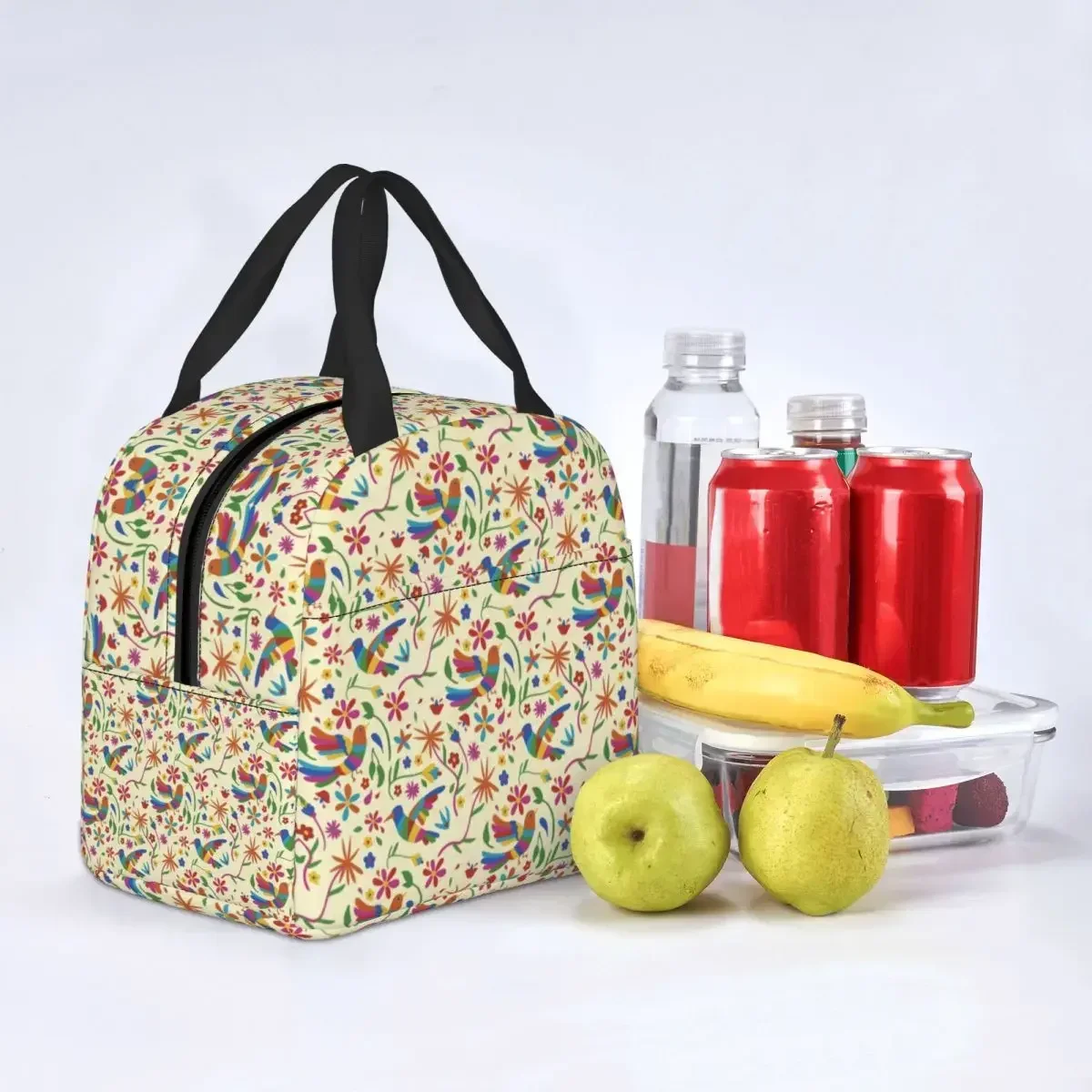 مخصص المكسيكي أوتومي الطيور والزهور نمط الغداء حقيبة المرأة الحرارية برودة معزول صناديق الغداء لمدرسة الأطفال