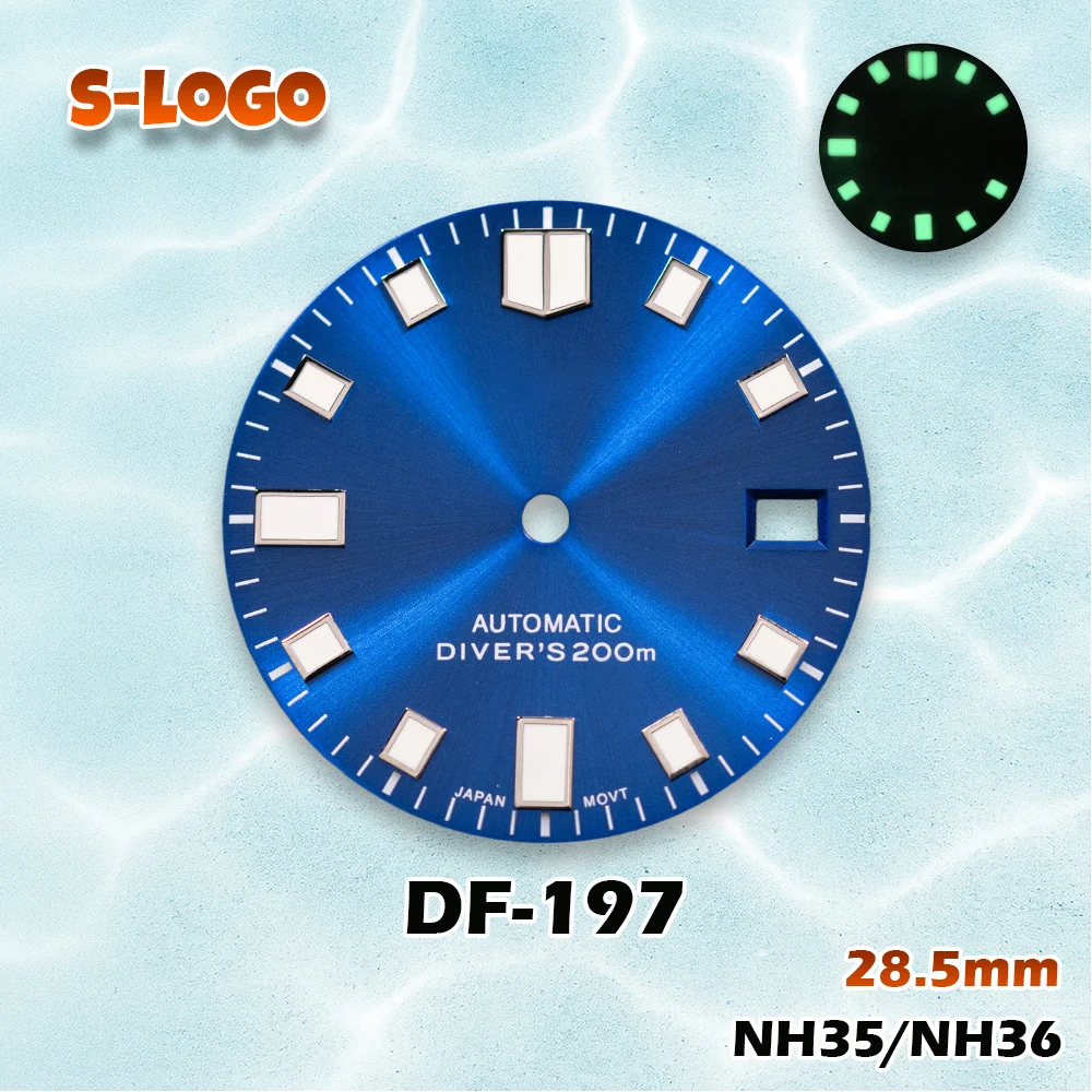قرص Sunburst متعدد الاستخدامات للغواص 28.5 ملم لـ NH35/NH36 | 3C مضيئة، شعار S | إكسسوارات تعديل الساعات الرجالية #4