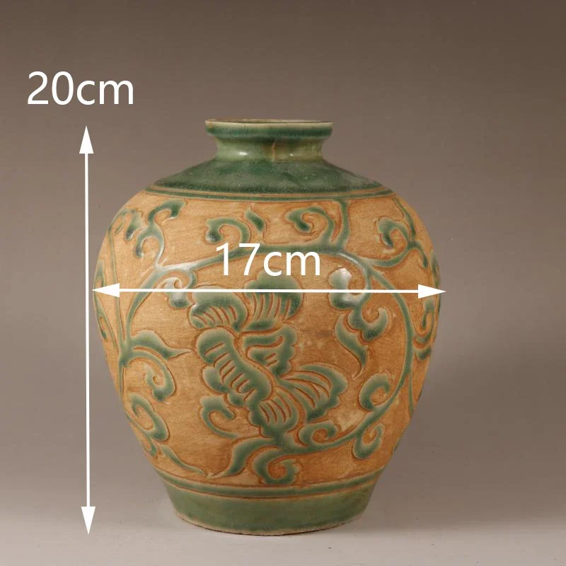 Song Dynasty Green Brown Tan Vase Pottery Terracotta Vase Urn Middle Ages Chinese Porcelain Porcelain Vase 20cm Flower Pots