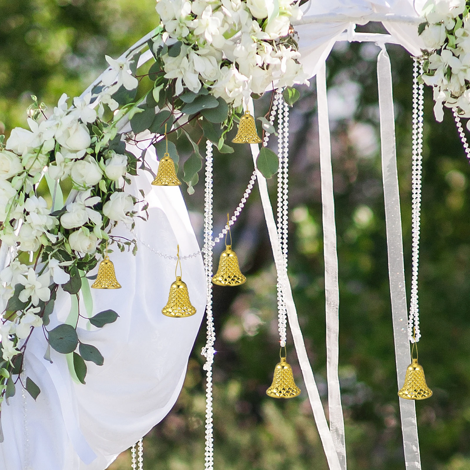 

12pcs Christmas Tree Decoration Plastic Bell Hanging Ornaments For Holiday Party Wedding Home Xmas Decor Festive Pendants