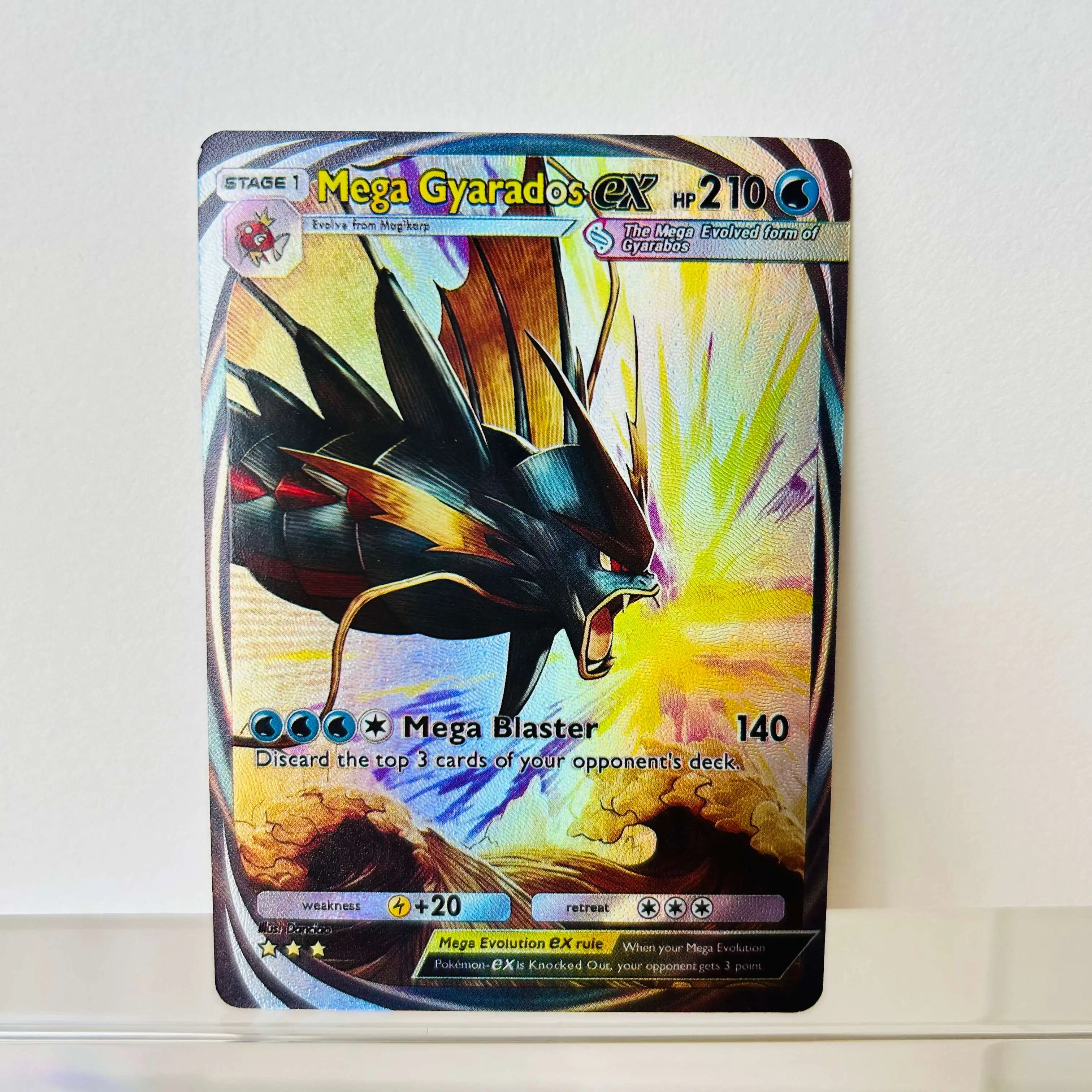 

Pokémon Mega Gyarados ex English Card Rainbow Foil Texture DIY Premium Anime Collection Card