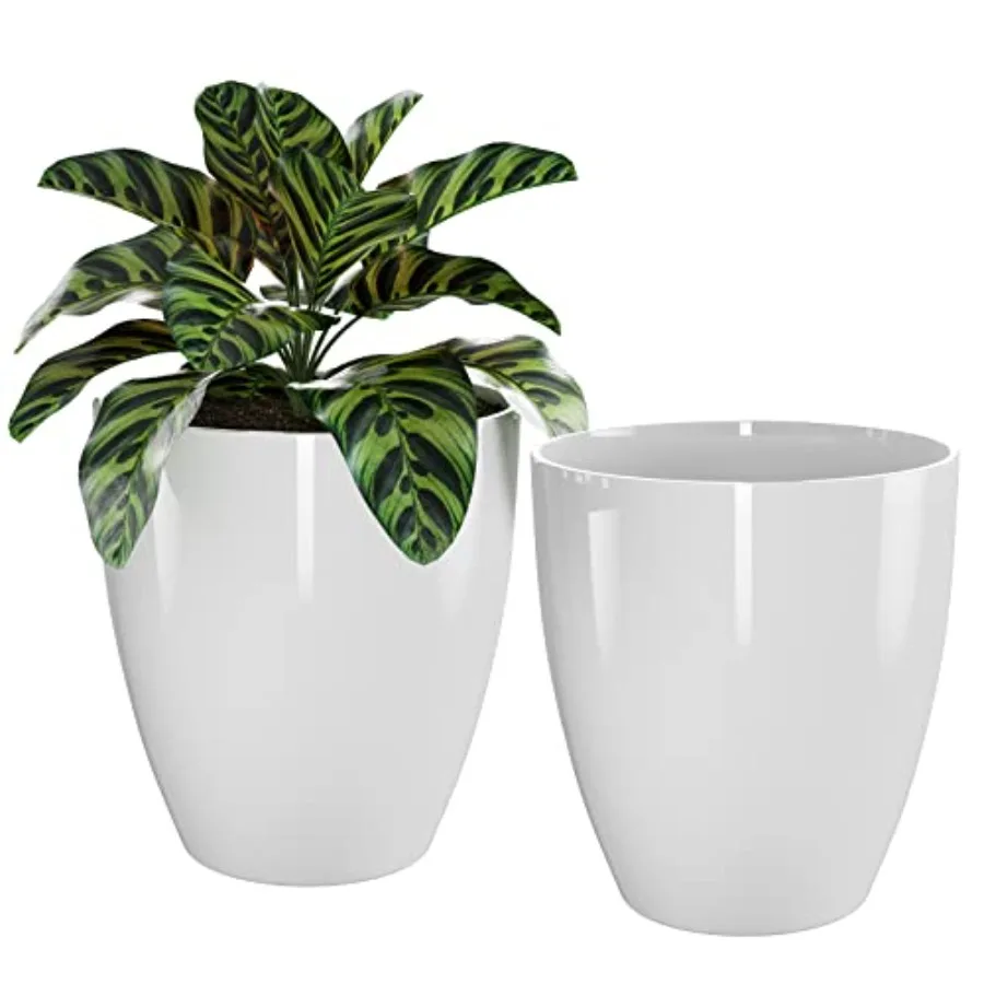 

Набор из 2 прочных горшков для растений с дренажными отверстиями, большие кашпо для комнатных и уличных растений, деревьев и цветов