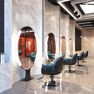 Friseursalon Shop Spiegeltisch Friseurspiegel Friseursalon Spezieller einfacher LED-Boden aus Edelstahl Einzel- und Doppelspiegel mit Lam