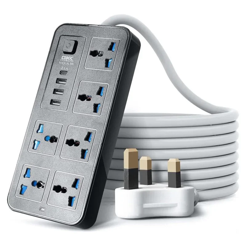 Power Multi Tap Universal Plug Eu Us Uk Outlet Power Strip With 2m Extension Cord Ac Type C Usb Charge Electrical Socket