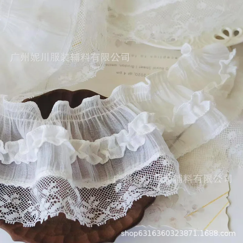 1 Yard 9cm wide white Ruffles Lace Trim Dress Skirt Decoration Lace Accessories Lace Ribbon