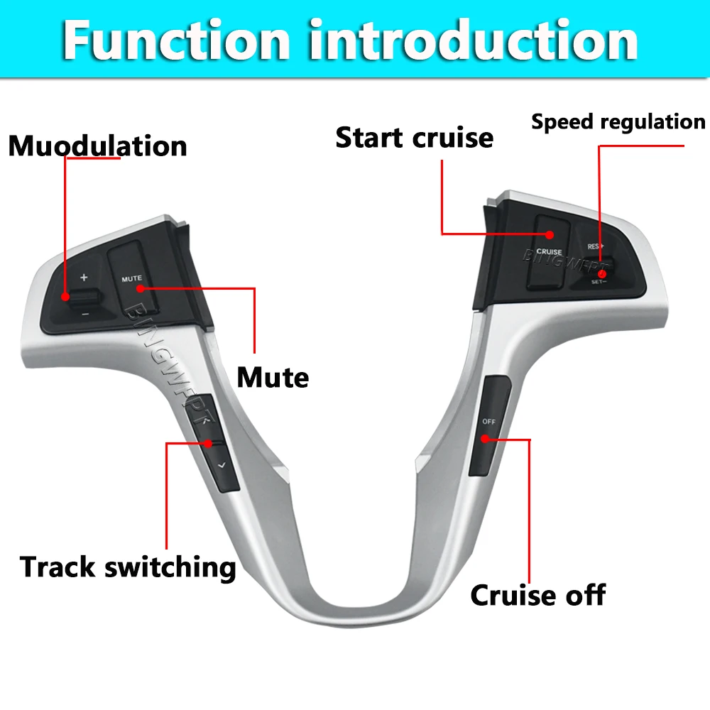 Steering Wheel Audio Cruise Control Buttons For Hyundai Verna Solaris 2010-2015 With Blue Backlight Car Accessories
