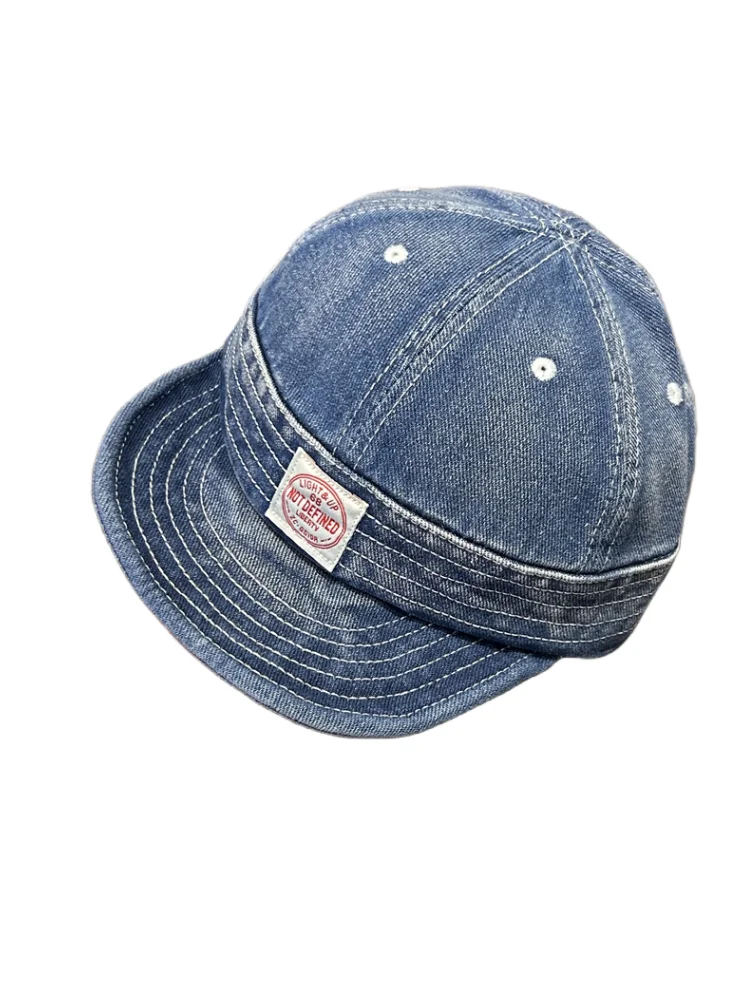 Retro flat-brimmed denim cap men's and women's washed baseball cap versatile face small sunscreen visor