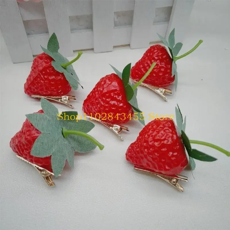 49MC Lovely Hair Clip Strawberry Style Headwear Sweet Fruit Theme Hairpin Imitation Strawberry Style Barrettes - Detail 1