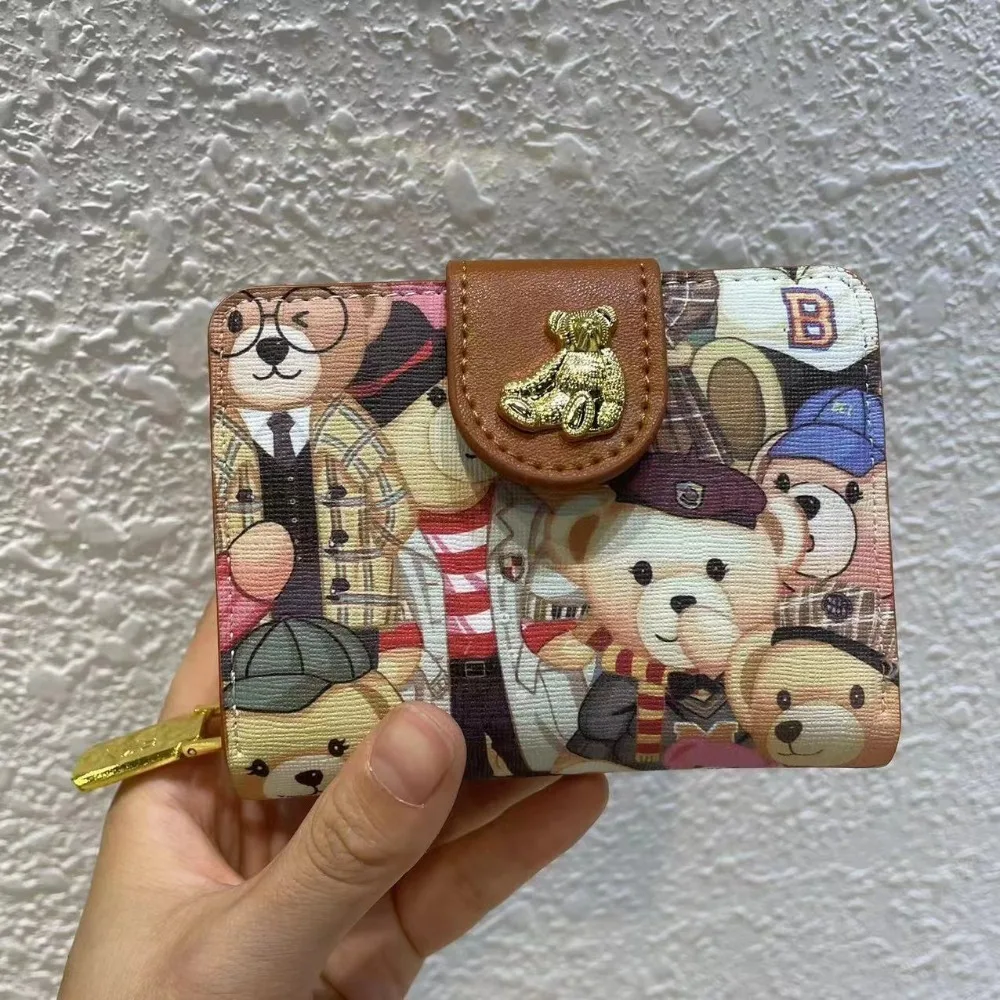 Integrated ID Card Bag Small Short Style Little Bear Card Bag Square Multi Functional Coin Bag Women