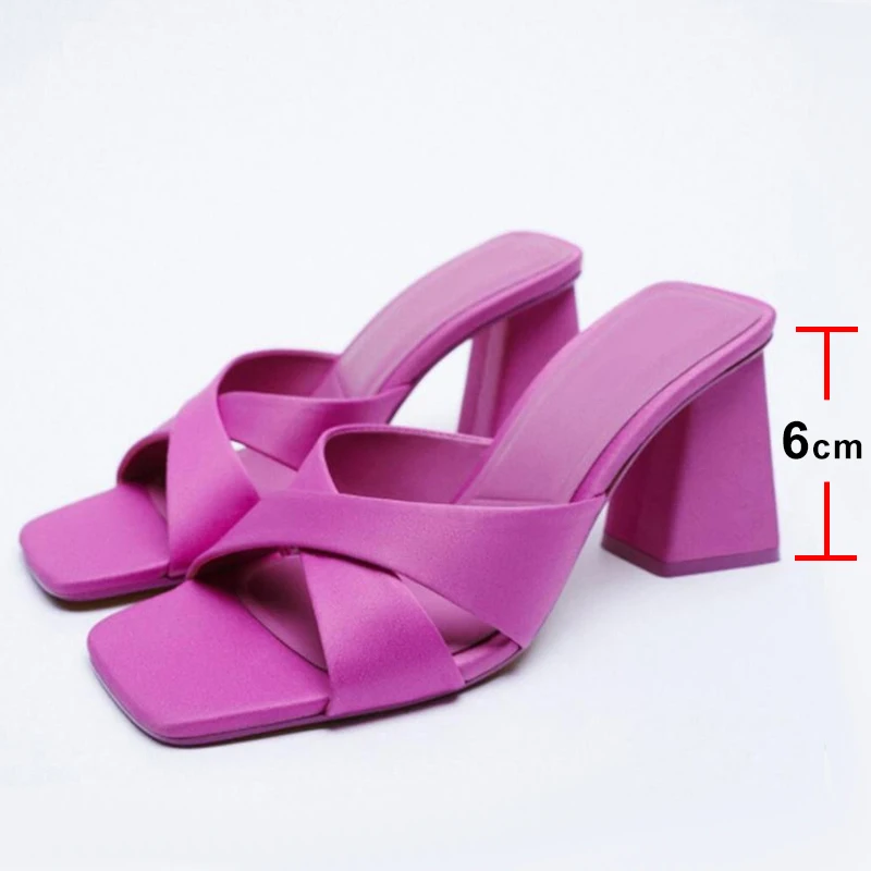 Taoffen Size 35-41 New Women High Heel Sandals Square Toe Thick Heel Summer Woman Shoes Fashion Peaty Club Ladies Footwear