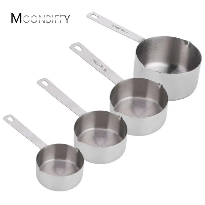 Stainless Steel Straight Handle Baking Measuring Spoon Measuring Cup Bilateral Pointed Mouth Kitchen Supplies Tableware Utensils