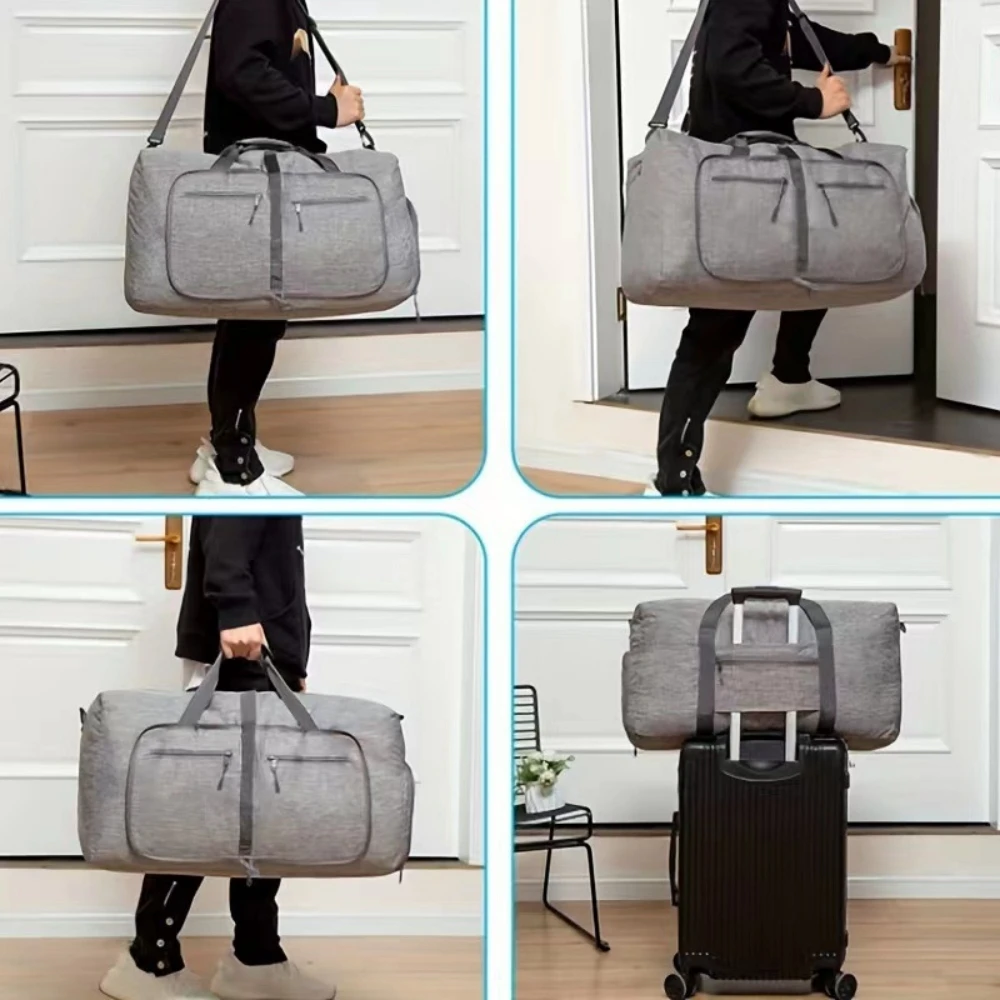 Canway Bolsa de viaje de 65 litros, bolsa de fin de semana plegable con compartimento para zapatos para hombres y mujeres, resistente al agua y al