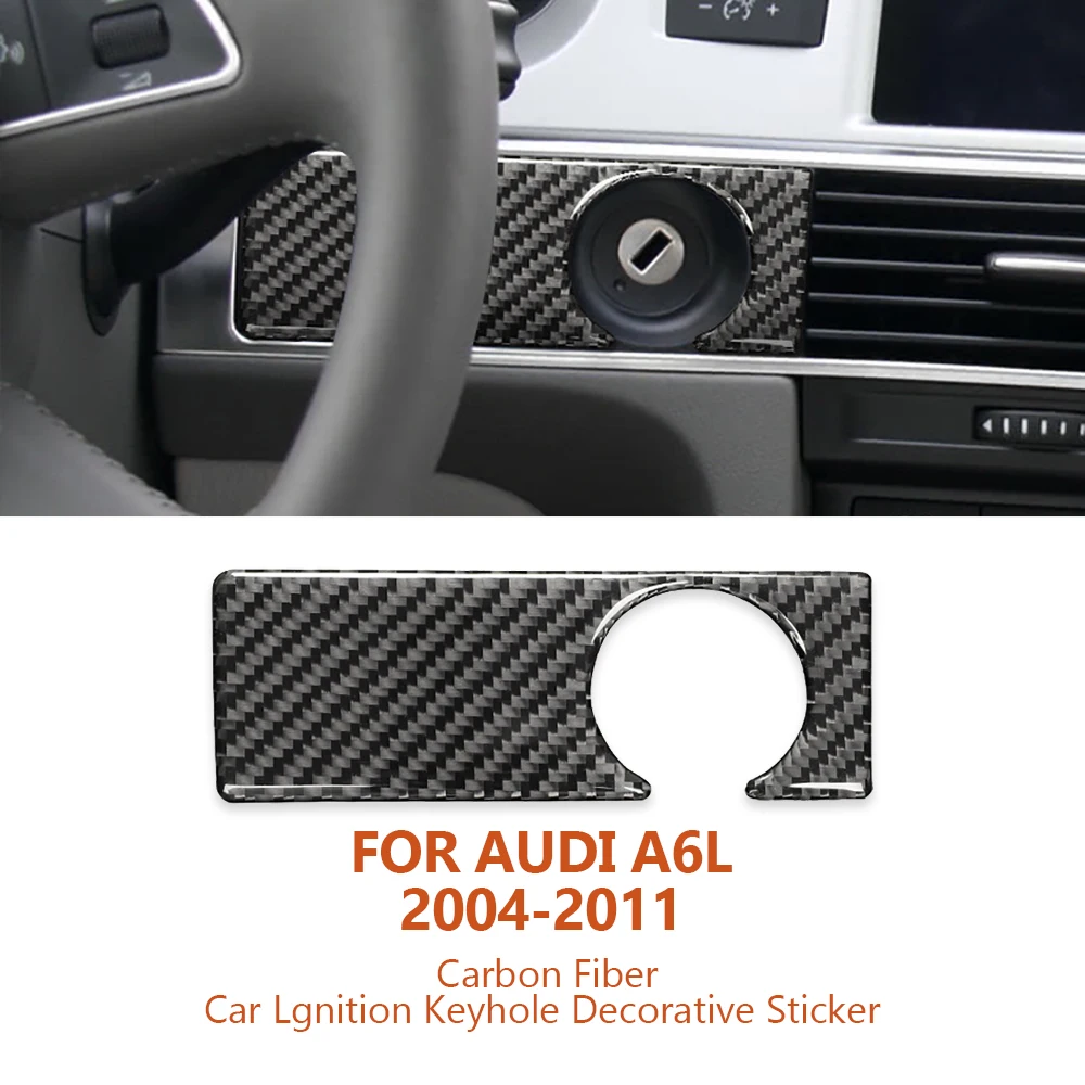 For Audi A6-C6 A6L 2004-2011 Anti-scratch Handmade Carbon Fiber Car Lgnition Keyhole Decorative Sticker Auto Inter Accessories