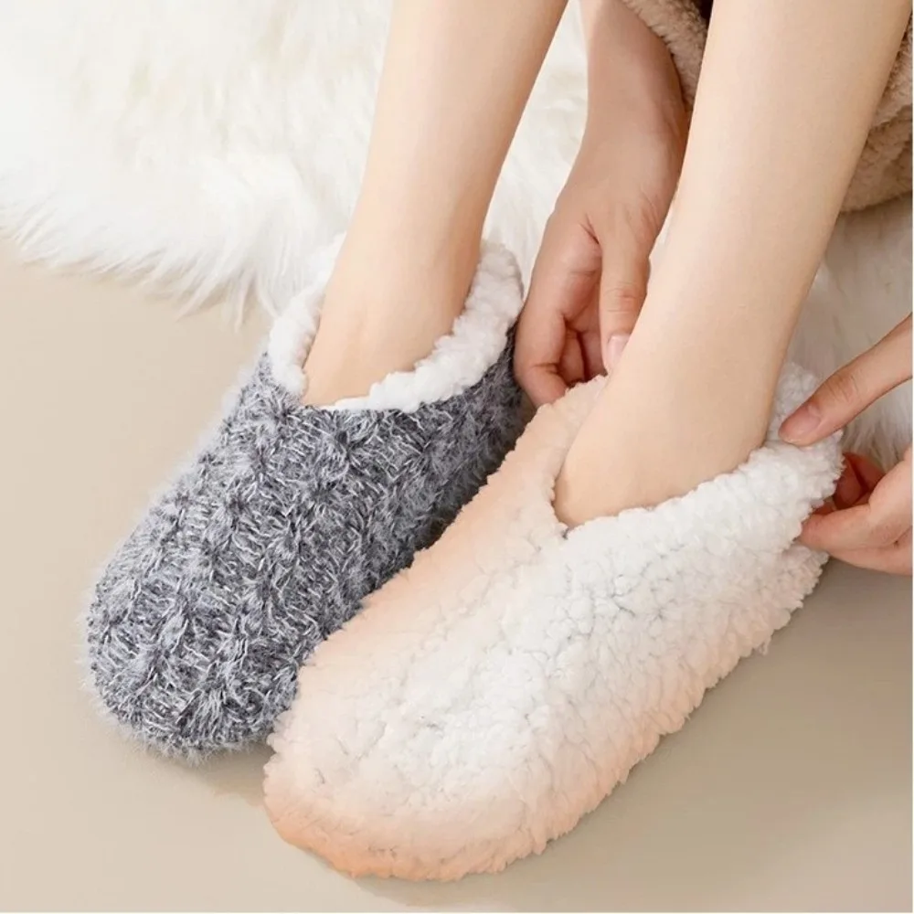

Warm Thickened Lamb Velvet Socks Anti-Slip Low Tube Winter Socks Solid Colors Indoor Floor Socks Women