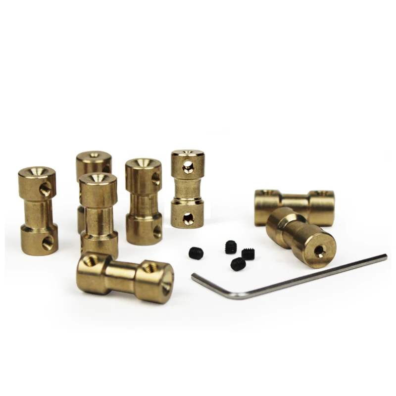 Brass Shaft Couplings  driving medium  Motor motor shaft extension connector  Metal model aeromodelling car model accessories