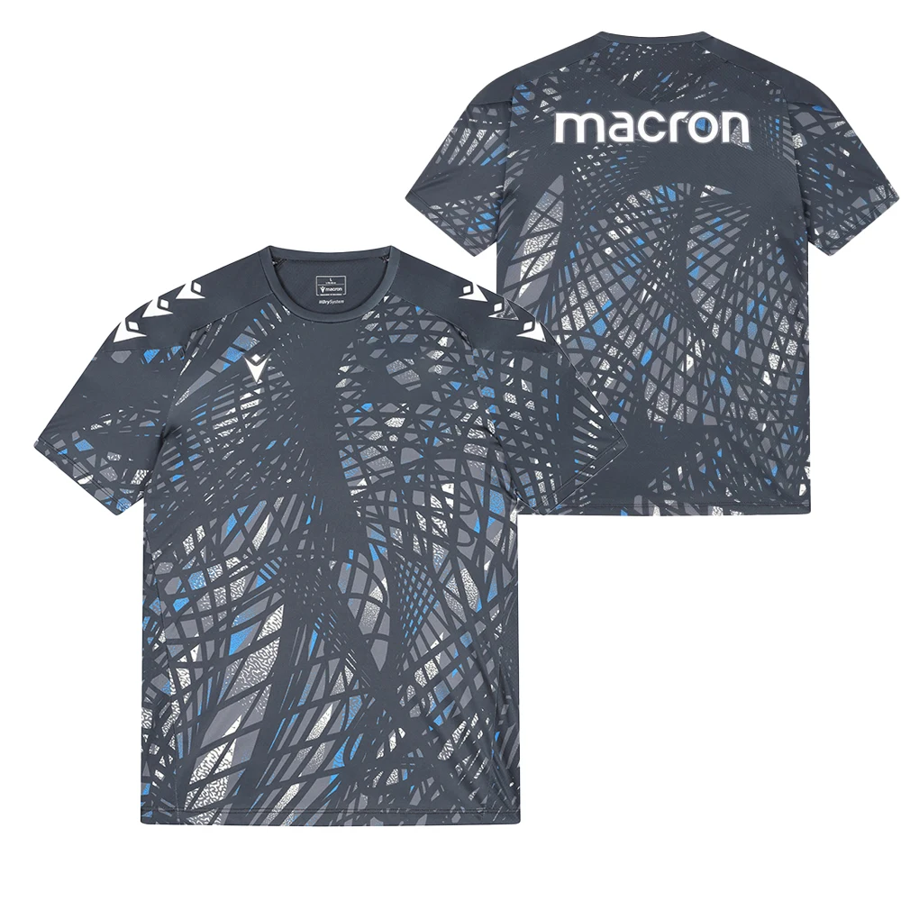 

Macron 25-26 Season Home And Away Jerseys Sports T-Shirts Short Sleeves Dark Gray Background Blue And White Mesh Pattern