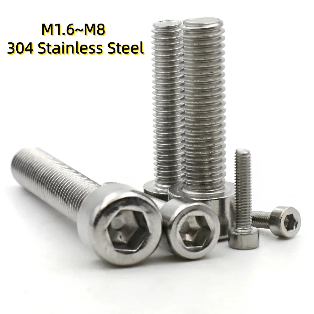 M1.6~M8 304 Stainless Steel Hex Socket Cylinder Cap Head Screws Bolt DIN912Hexagon Socket Head Cap Screws for Hardware And Tools