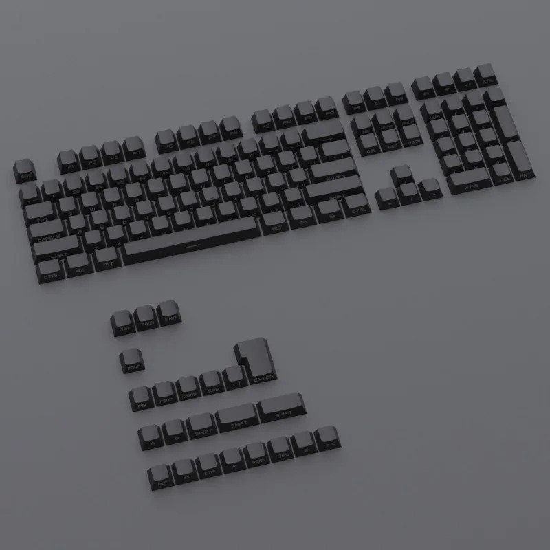 KUXM Black ABS 131-Key Side-Engraved Illuminated OEM Profile Keycaps Ready to Ship