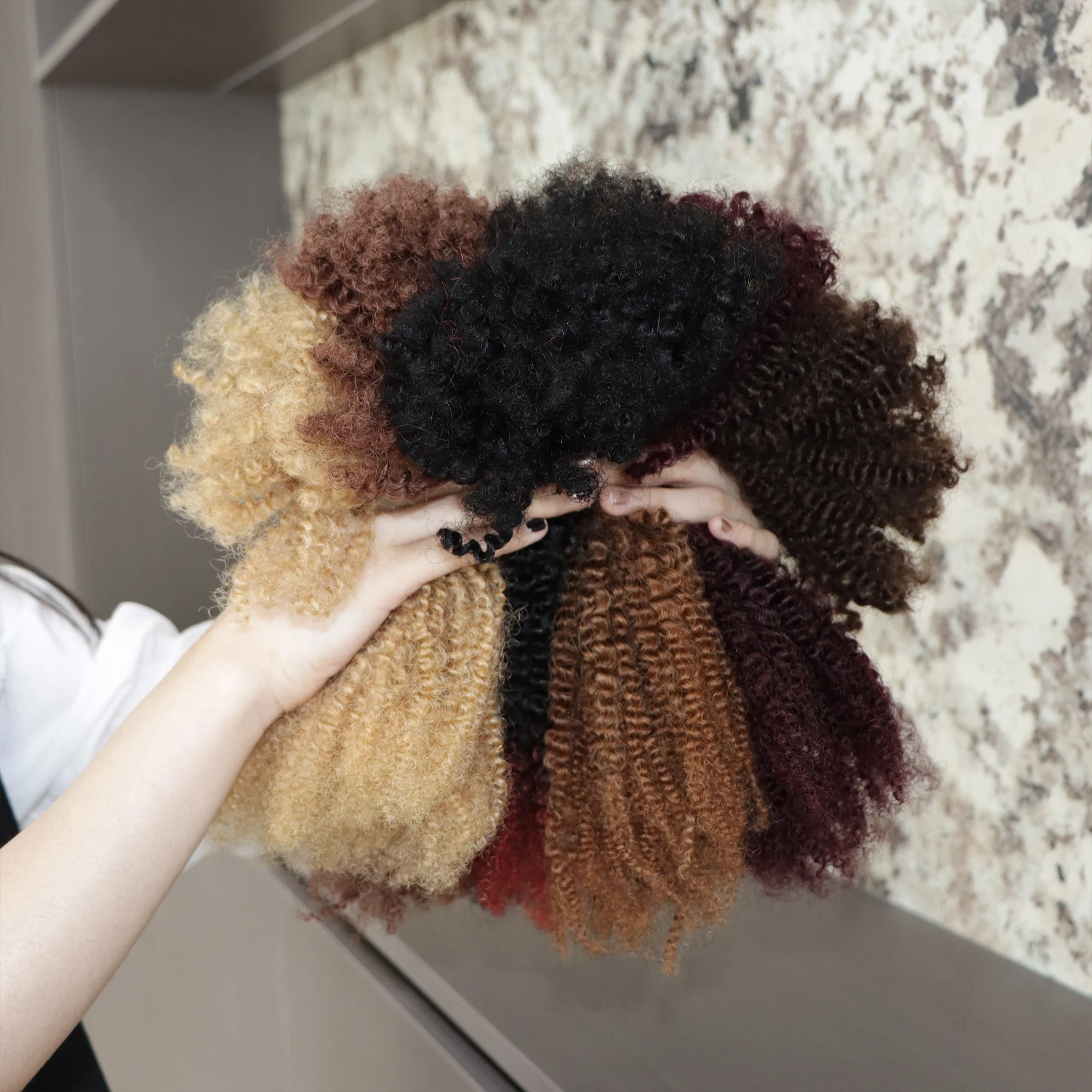 AHVAST Afro Kinky Bulk Brazillian 4C Natural Color Hair Bulk Kinky Curly 50g/1Pc for Micro Twist