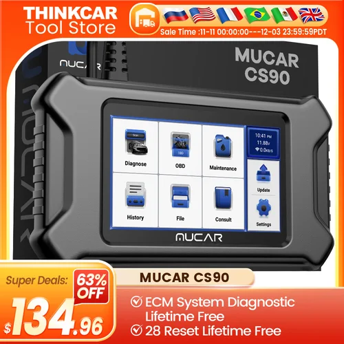Escáner MUCAR CS90 OBD2, 28 servicios de reinicio, actualización gratuita de por vida, herramientas de diagnóstico de escaneo de motor profesional, lector de código automotriz