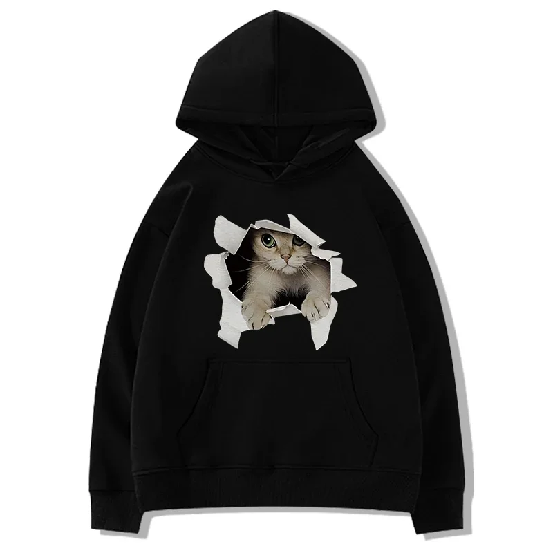 Women Funny Cat Graphic Sweatshirts Animal Autumn Hoodies Women's Clothing Kawaii Female Harajuku Y2K Women's Crewneck Sweatshir