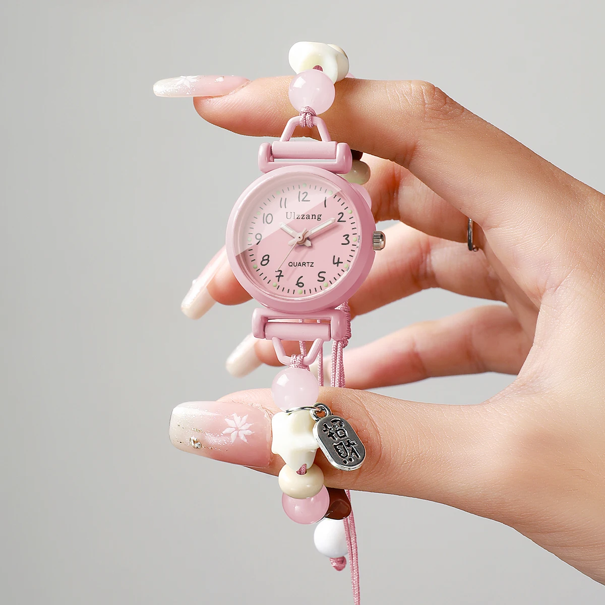 ファッションピンクアラビア文字盤女性腕時計女子学生ビーズスト - Jewelry Making Watches のレビューと価格