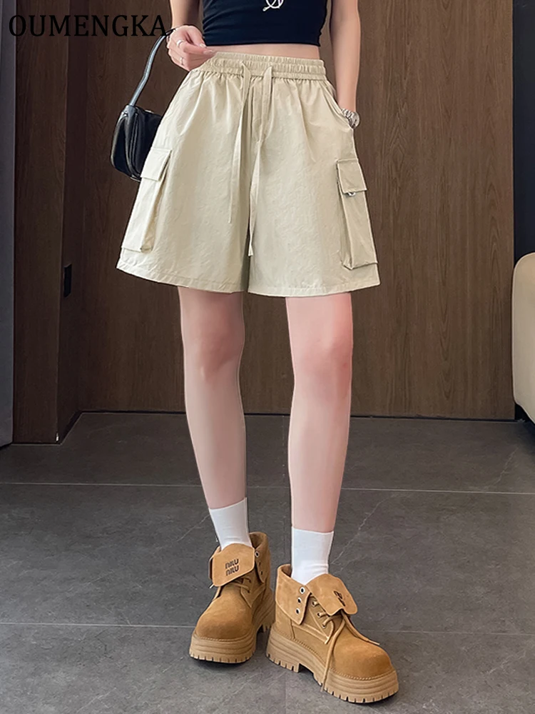 

Summer Sports Shorts Women Quick-drying New Casual Loose Big Packets Emptied Shorts Lady Elastic Waist Simple Unisex Short