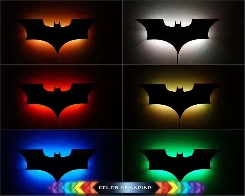 2025 New RGB Cool LED Night Light Decorative Wall Lamp Novelty Remote Control Color Changing Bat Wing Bedside Ambient Light Hot