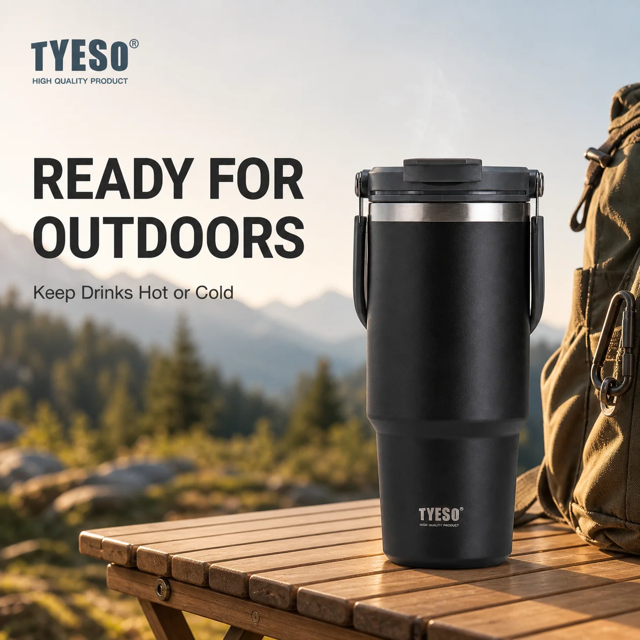 Tyeso Thermoses Water Bottle with Cover Straw Lid Stainless Steel Double Walled Vacuum Home Sport Travel for Hot Cold