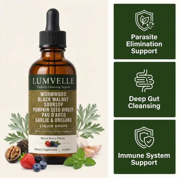 Lumvelle Wild-Harvested Wormwood Herbal Drops Original Brand All-In-One Mix Berry Flavor Dietary Supplement 60ml Body Care Drops