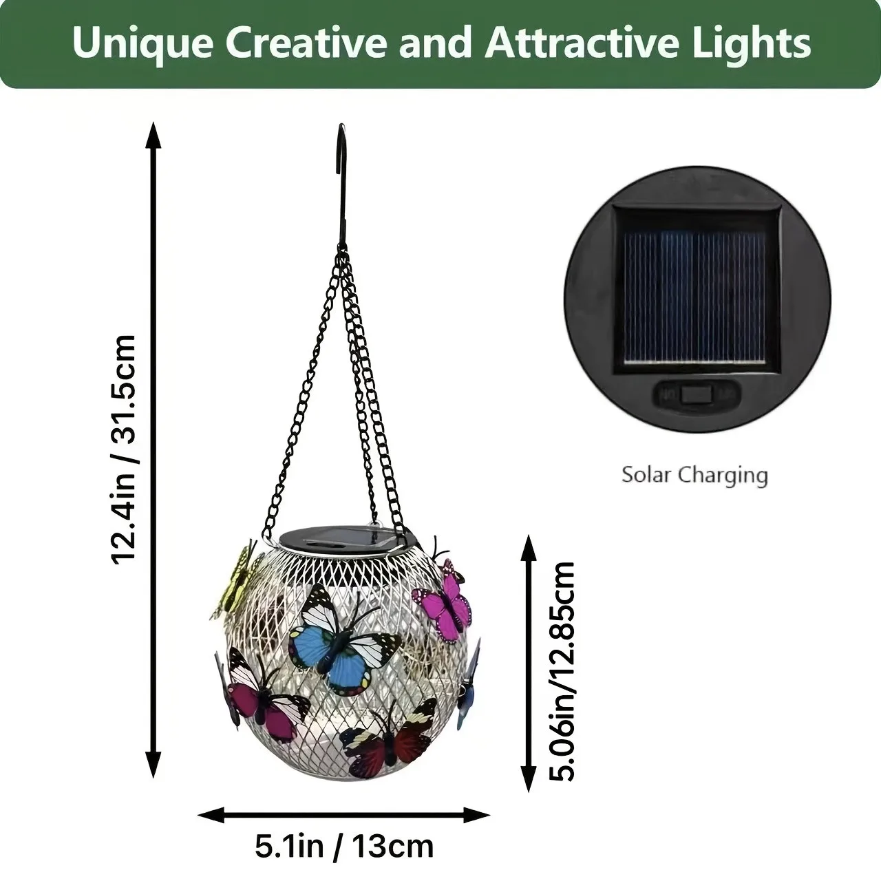 2pc Solar Butterfly Mesh Light - Outdoor, Upgraded Warm Color Solar Light, Outdoor Solar Hanging Light, Garden/Yard Decoration, Doorway Christmas Decoration Light