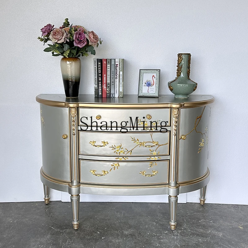 

ZYY household light luxury semi-round entrance decorative cabinet painted living room bedroom storage dining side cabinet