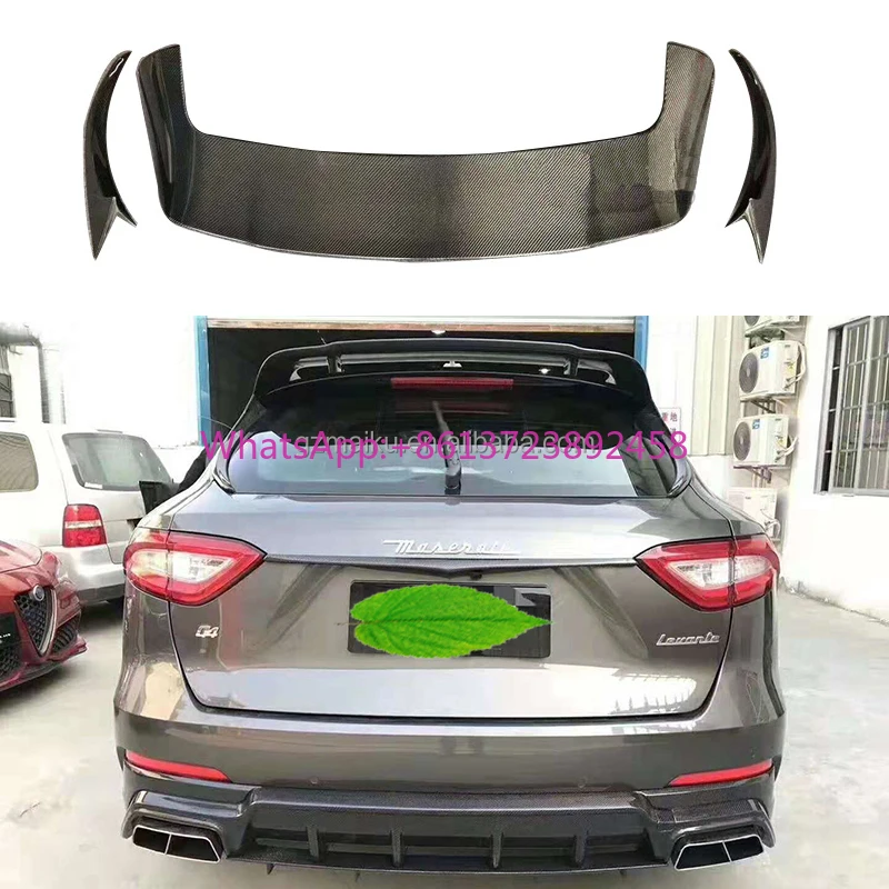 

3pcs High Quality Carbon Fiber Top Rear Spoiler Tail Fins for 2016-2021 Maserati Levante