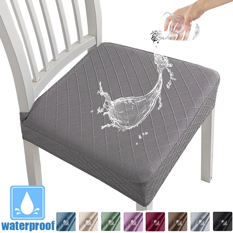 

Waterproof Armless Chair Cover Twill Jacquard Stretch Home Decor Seat Covers for Dining Room Kitchen Washable Splash Proof 1PC