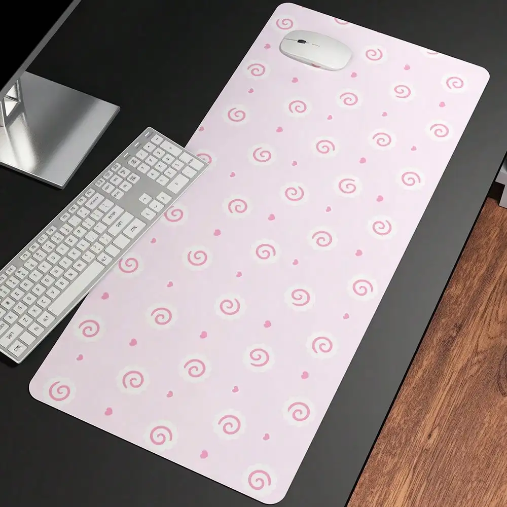 Pink Polka Dot Fish Egg Cute Style Non-Slip Rubber Extra Large Mouse Pad Desk Mat Full Screen Protection Pad