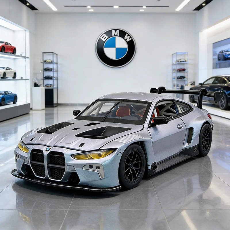 Novo 1:24 bmw m4 gt3 supercar liga modelo de carro som e luz brinquedo das crianças colecionáveis presente aniversário
