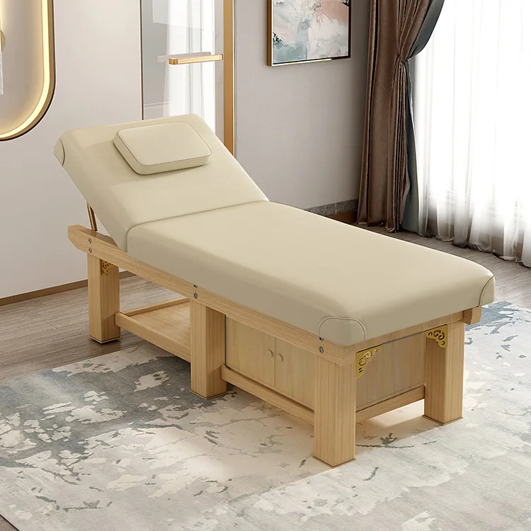 Solid wood beauty bed Multipurpose massage bed Traditional Chinese Medicine Museum with cabinet Moxibustion physiotherapy bed Ea