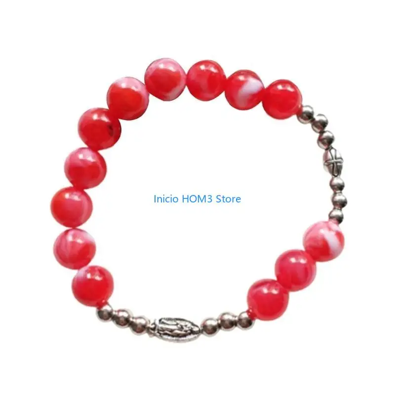 A5YD الكاثوليكية الصليب الأصابع عتيقة معمودية المسبحة السوار للمعمودية للمعمودية