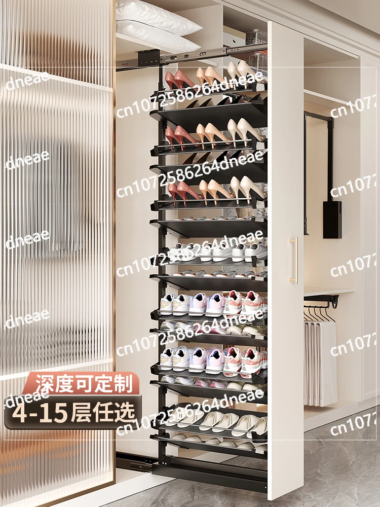 Shoe cabinet built-in pull-out shoe rack push-pull large-capacity retractable pull basket partition layer shoe storage hardware