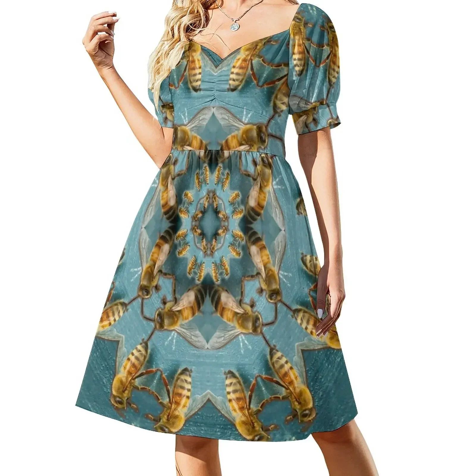 Honeybees on Hive Mandala Sleeveless Dress cocktail dresses women's summer dress 2025 Dress