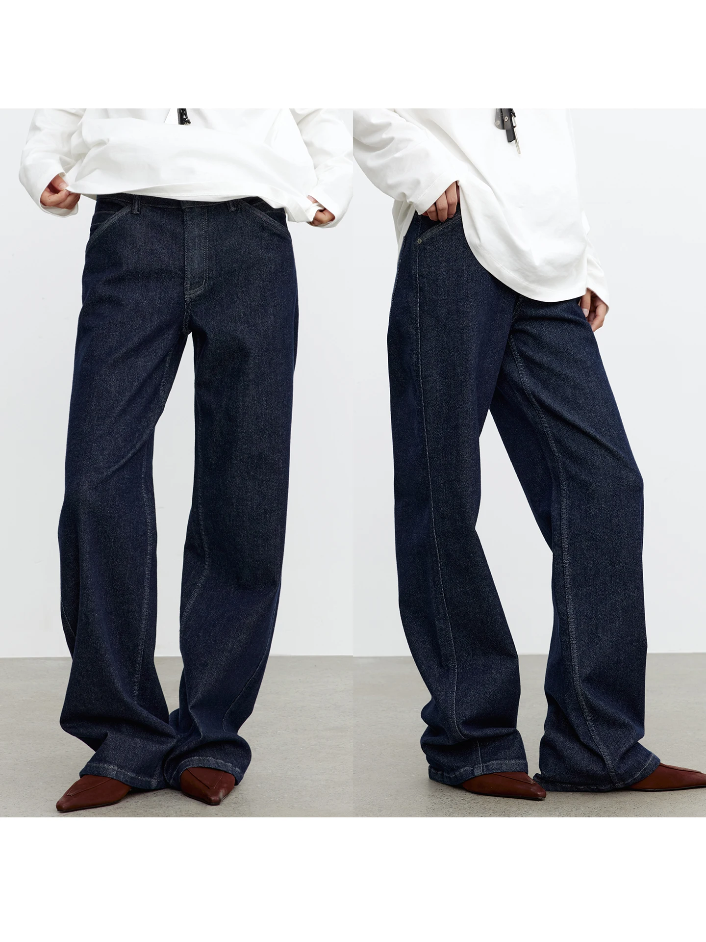 

Джинсы Urelax Classic Straight Leg из денима с контрастной строчкой в стиле ретро, мягкие, но плотные, из чистого хлопка, с застежкой-молнией на талии.