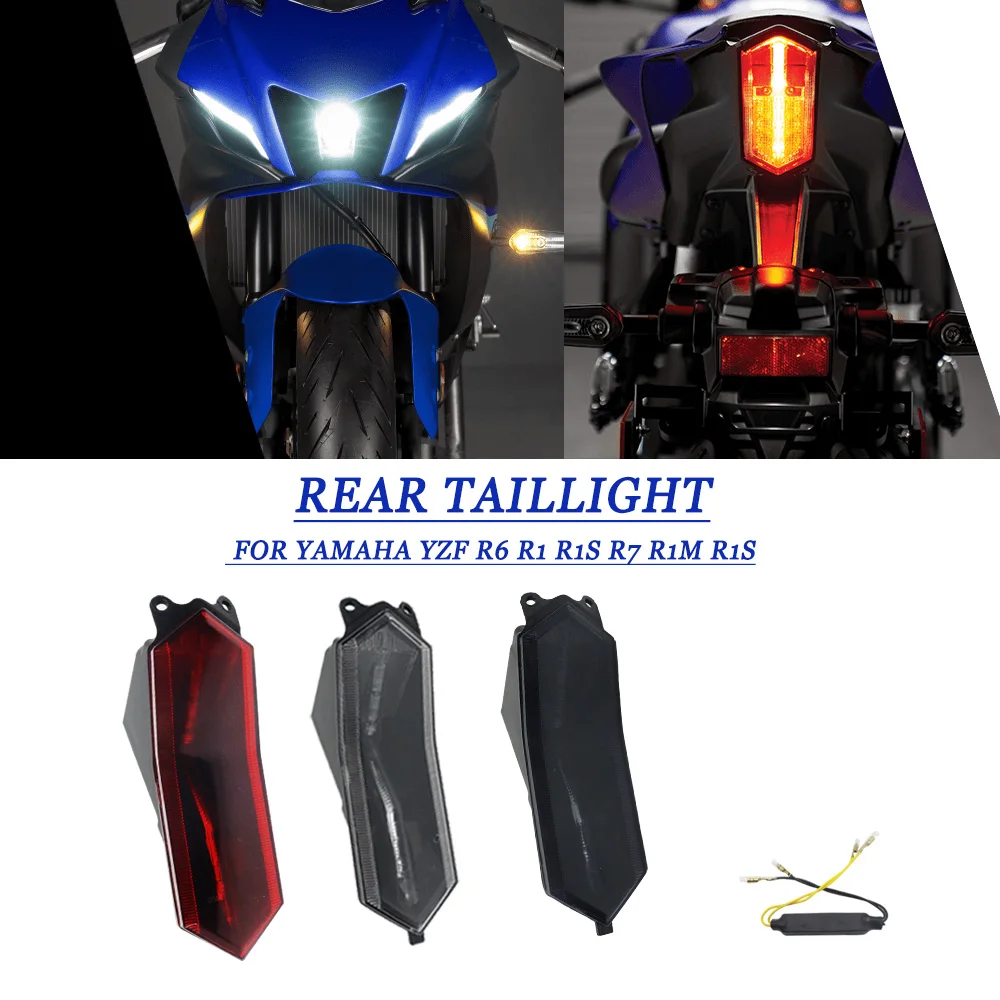 Motorcycle Rear Tail Lights for Yamaha YZF R6 R1 R1S R7 YZF-R1M R1S YZF-R7 2017-2022 High-Brightness LED Taillights