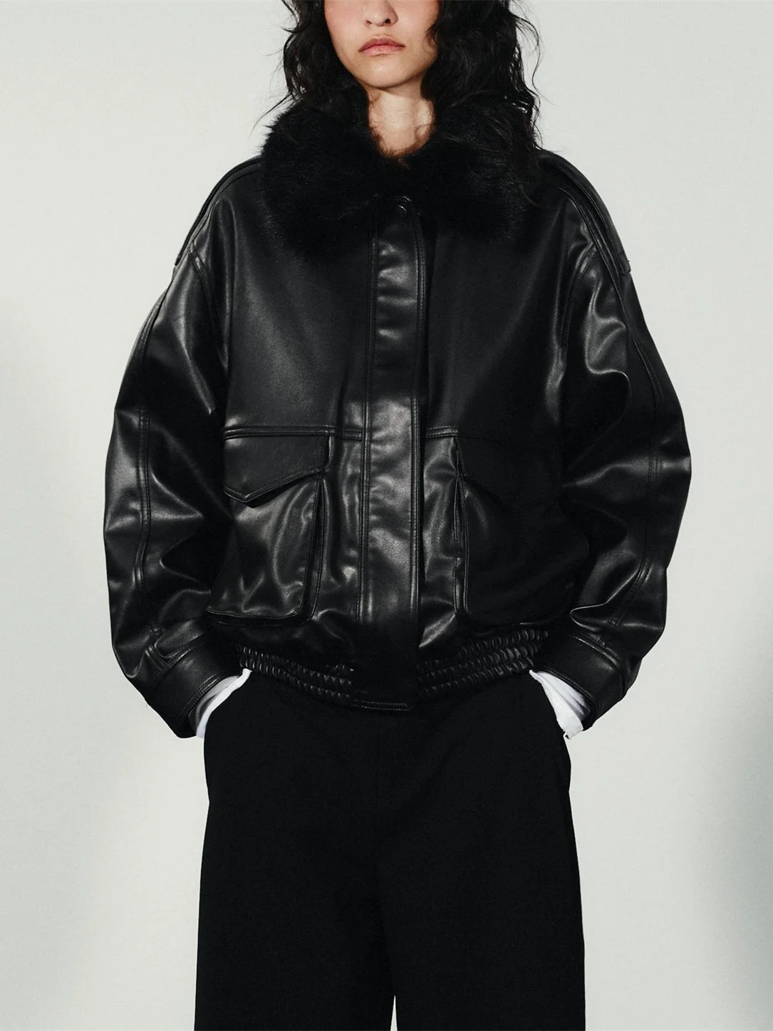 Faionable انفصال الفراء الاصطناعي طوق Jaet المرأة قسط يشعر ملابس خارجية الخريف الشتاء جديد Sle 43478 #4