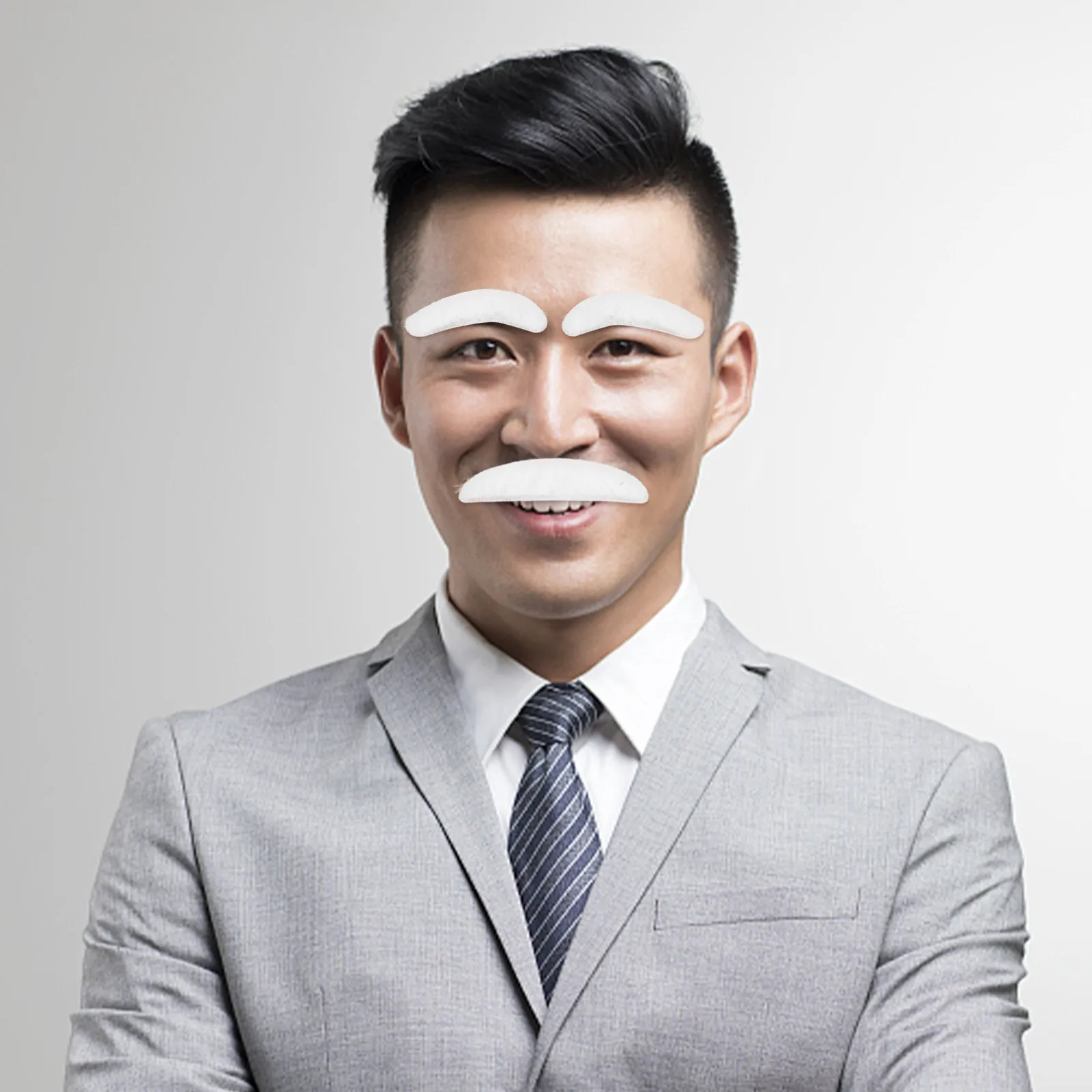 1 Juego de barba y cejas blancas de Papá Noel, kit de barba falsa realista y ligera para Halloween, Navidad, cosplay de gnomos y enanos
