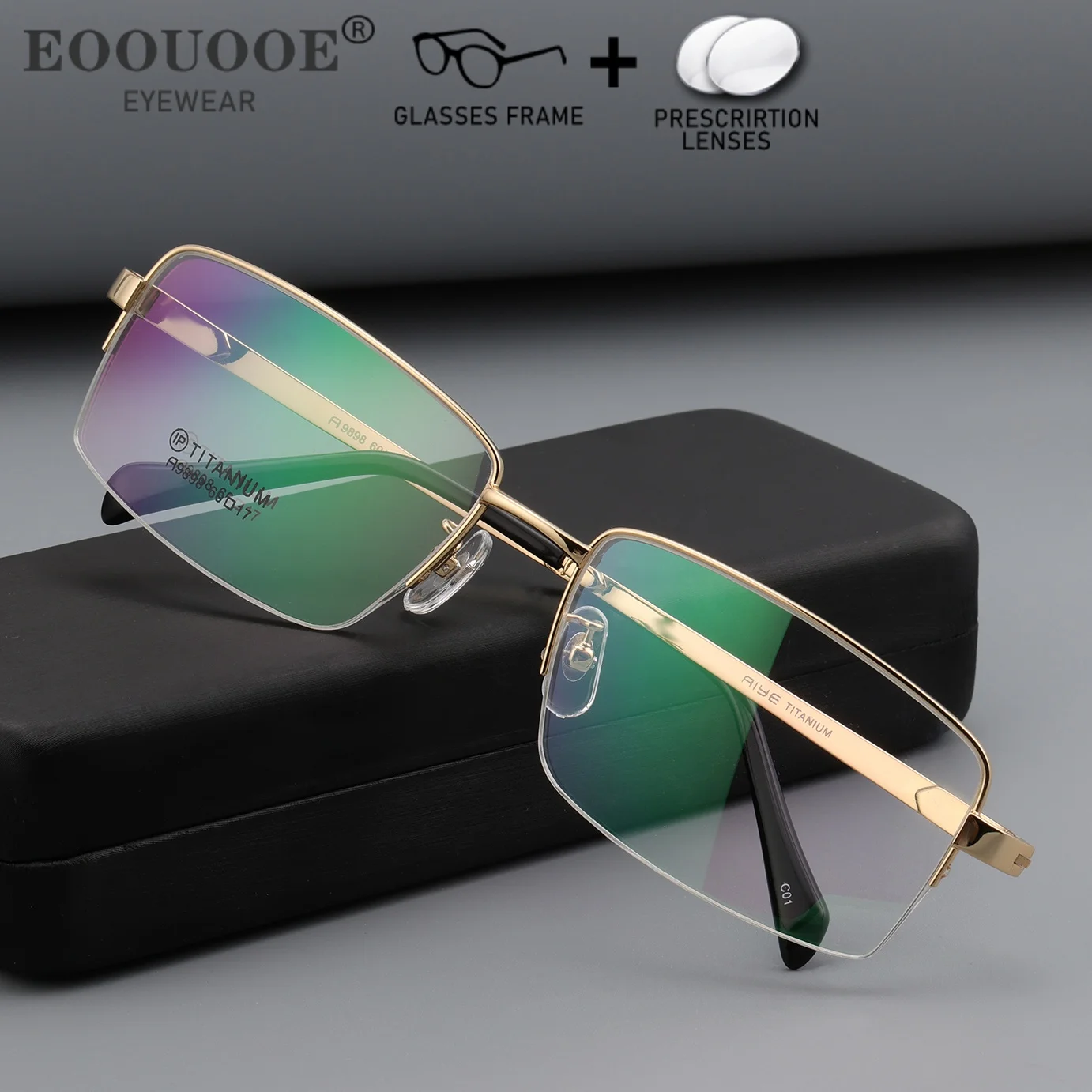 

60mm Width Lenses Glasses Pure Titanium Optical Eyewear Prescription Myopia Hyperopia Progressive Anti-reflective Eyeglasses