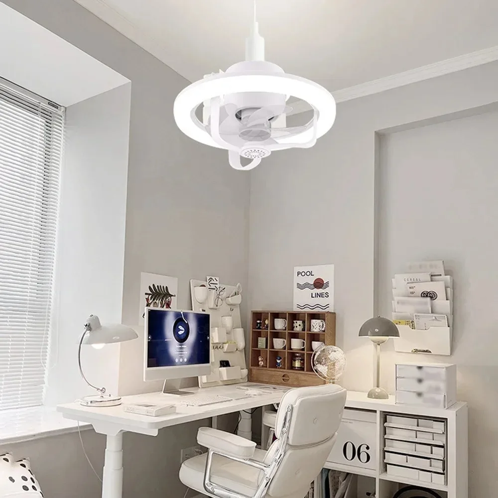 360Rotating Ceiling Fan Light  E27 Intelligent Fan with Remote Control Led Fan Light for Living Room Bedroom Top Light