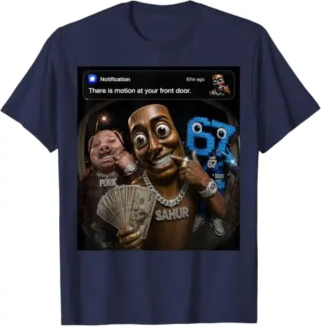 John Pork Tung-Tung-Tung Sahur 67 Meme Lustiges Brainrot T-Shirt „Es gibt Bewegung vor deiner Haustür“ Grafik-Bekleidung Neuartiges Geschenk – Detail 16
