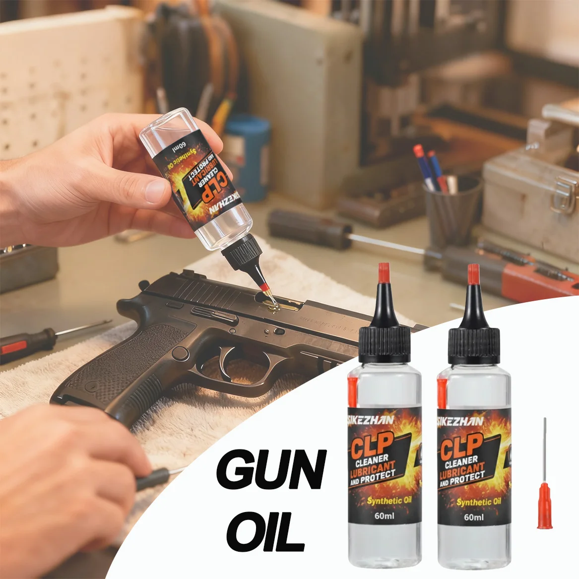 CLP Gun Oil Cleaner Lubricant  with Precision Needle Tip Oiler for Most Types of Guns 60ml Preservative Maintenance & Care